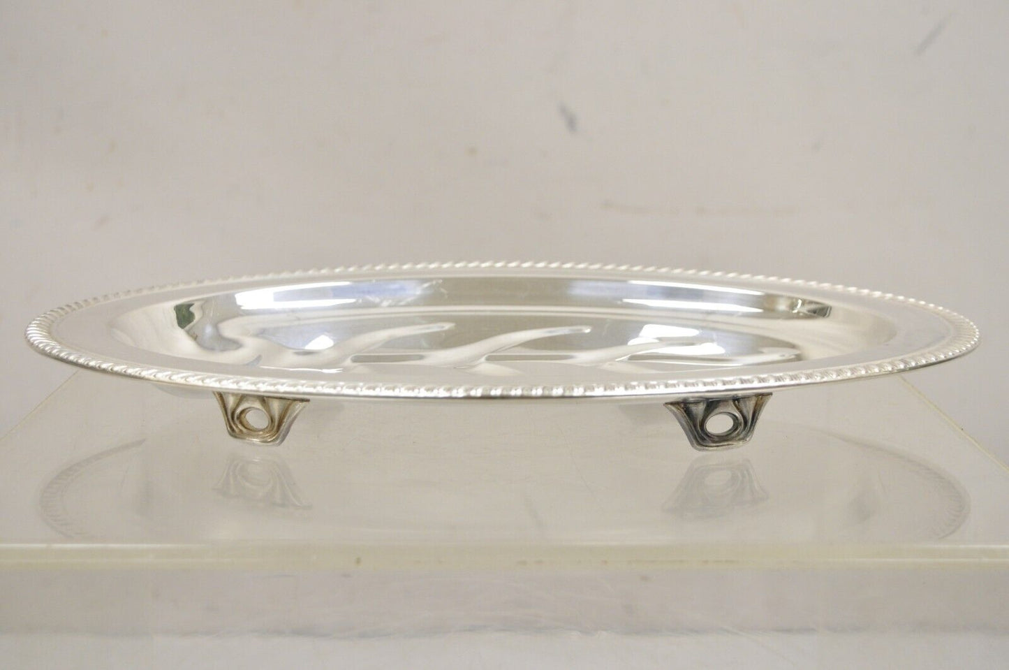 Vintage Victorian Style Silver Plated Meat Cutlery Oval Silver Platter Tray