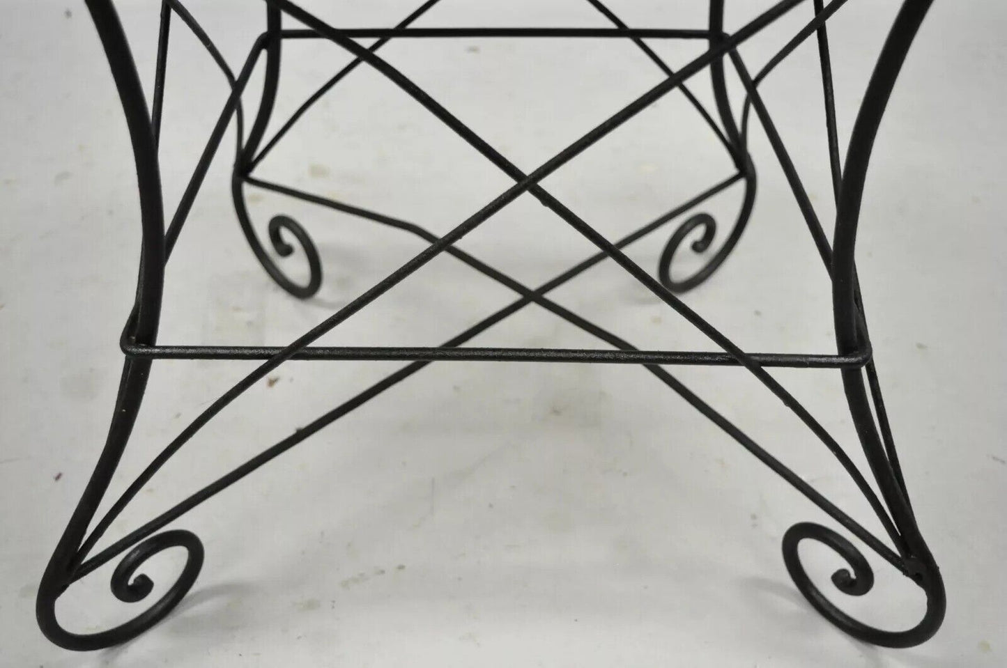 Vintage French Art Nouveau Style Scrolling Wrought Iron Stools - a Pair