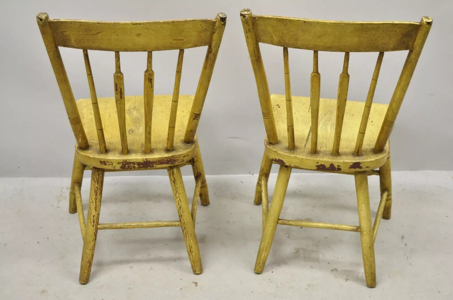 Frederick Loeser & Co Yellow Primitive Hitchcock Style Side Chairs - Pair (B)