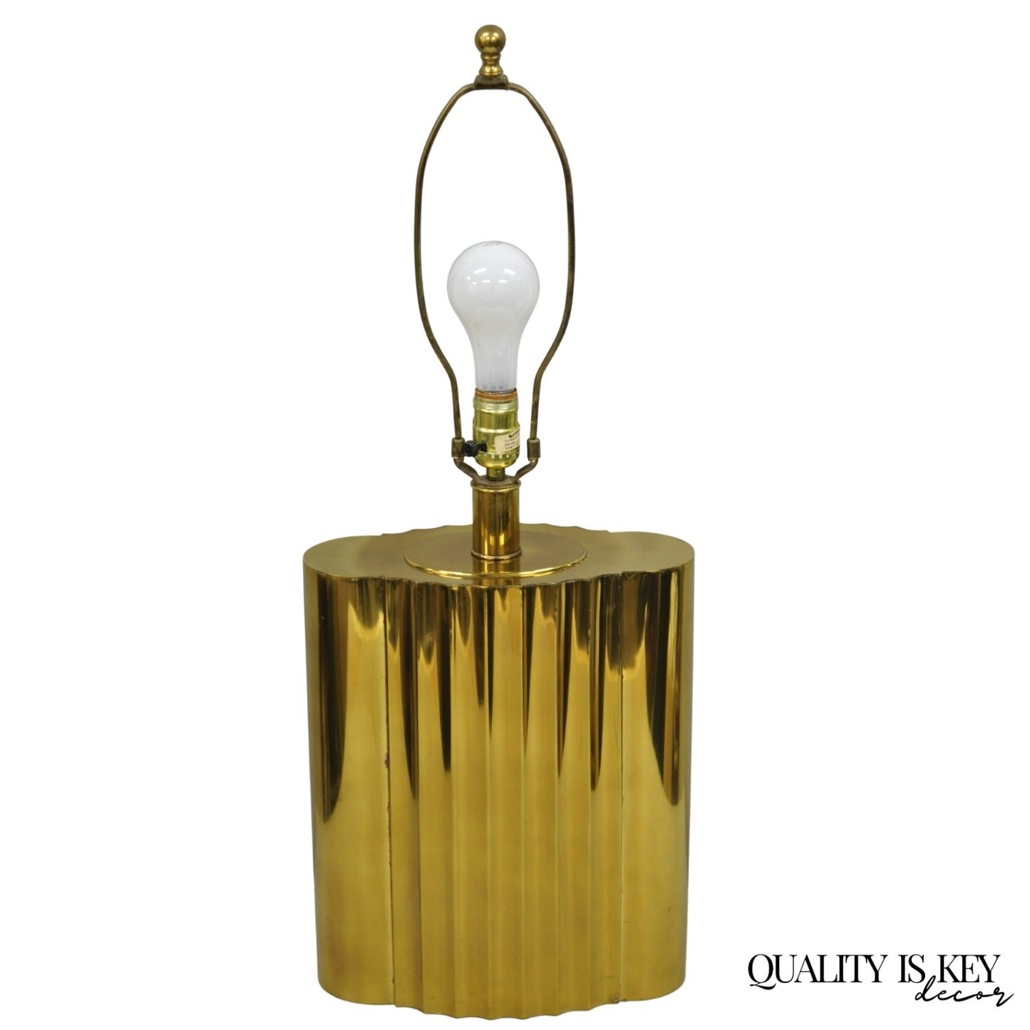 Vintage Paul Hanson MCM Hollywood Regency Burnished Brass Fluted Table Lamp