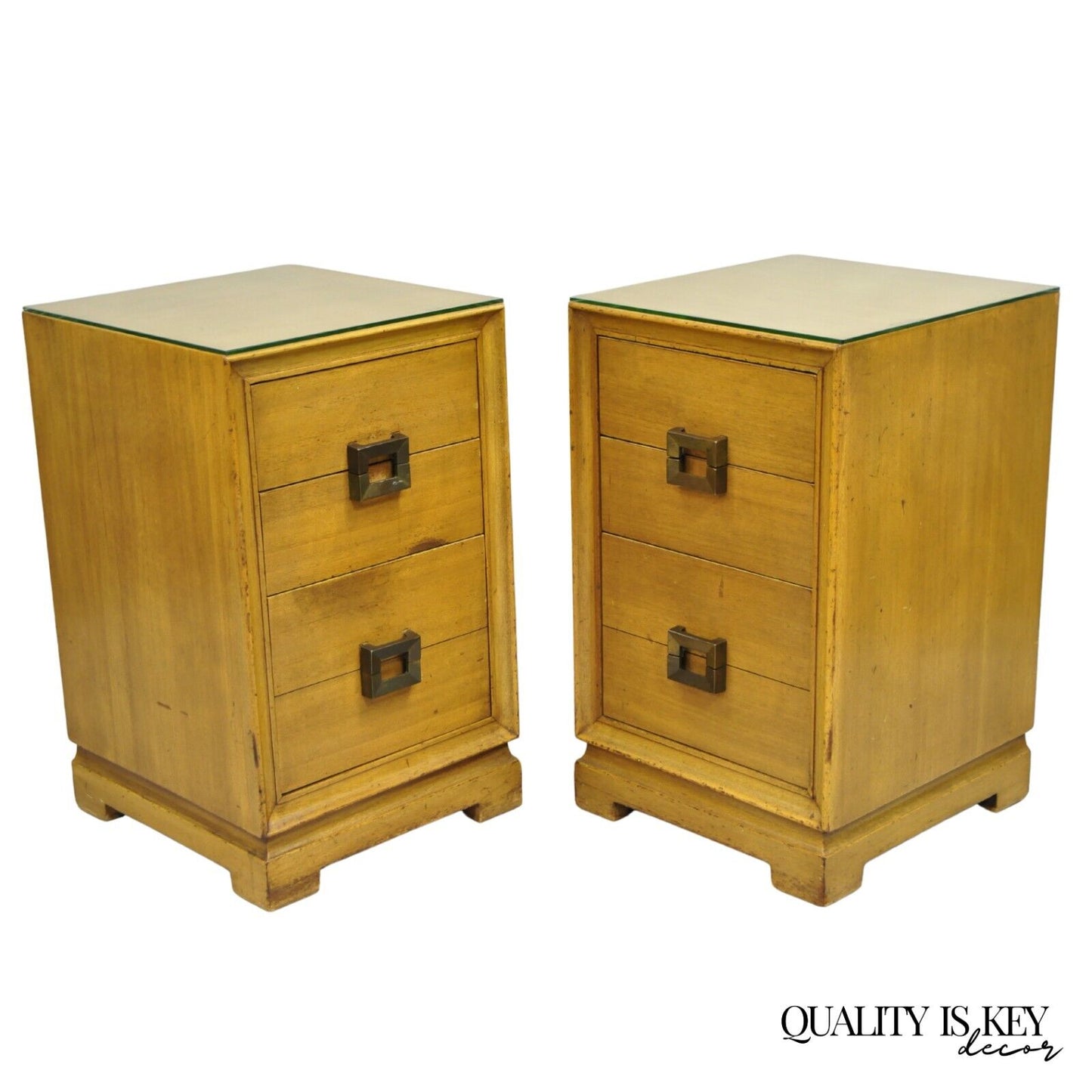 Mid Century Modern Mahogany James Mont Style Nightstands by Red Lion - a Pair
