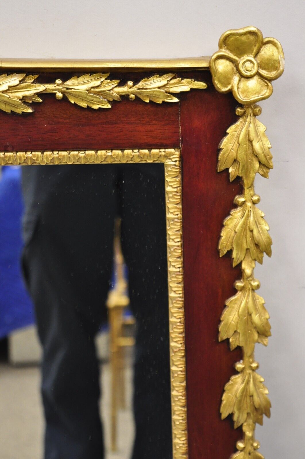 Antique American Federal Gilt Carved Overmantle Triple Mirror with Gold Eagle