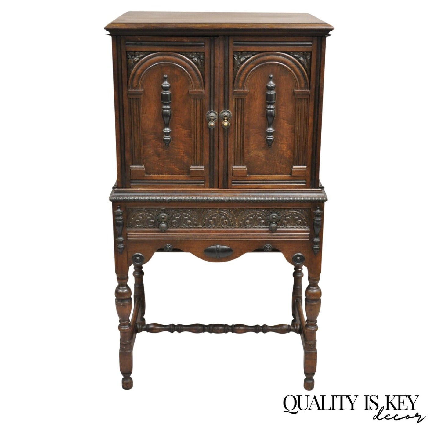 Antique William and Mary Style Walnut Small Radio Cabinet by Radio Art Cabinets