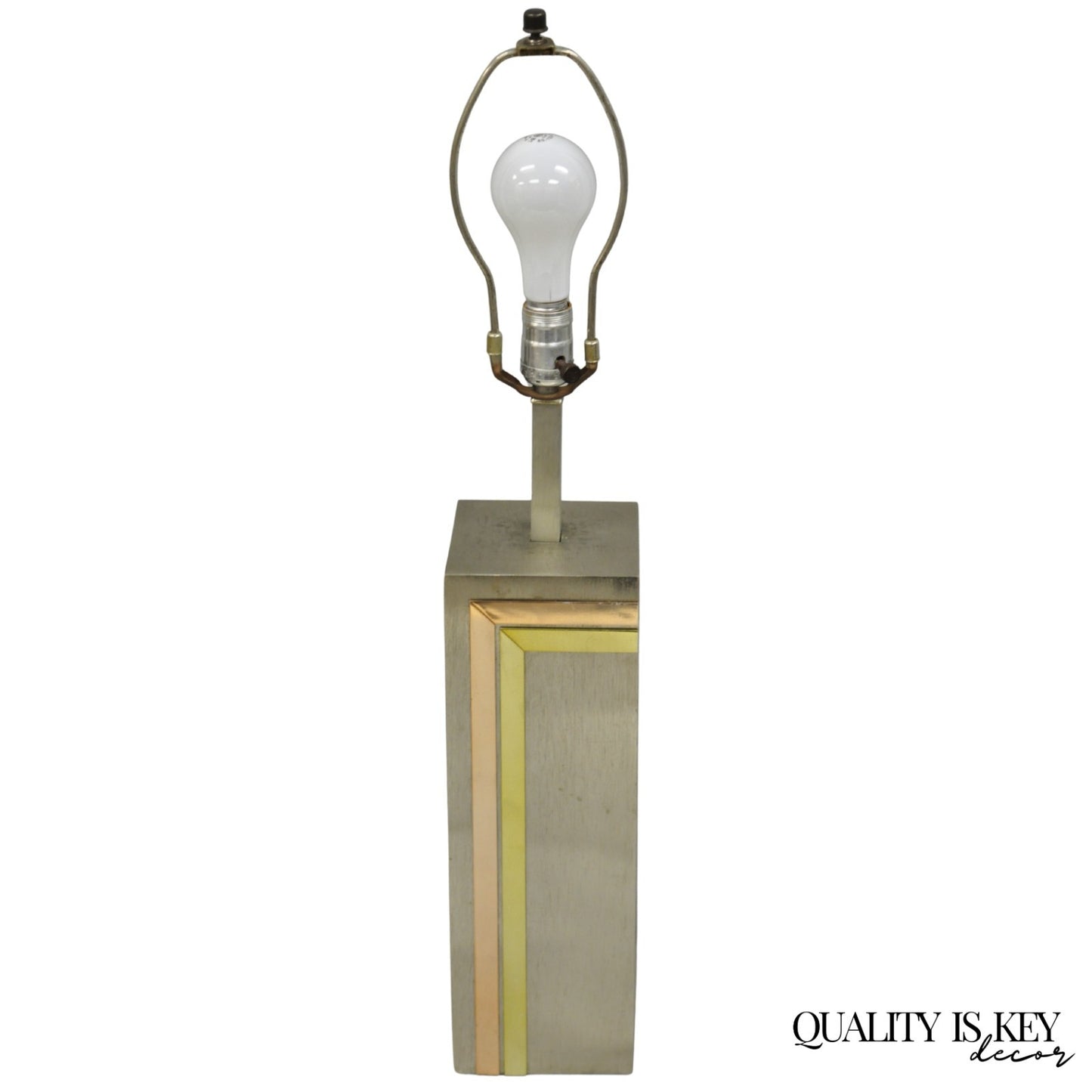 Laurel Pierre Cardin Style Brushed Aluminum Mid Century Modern Cubist Table Lamp