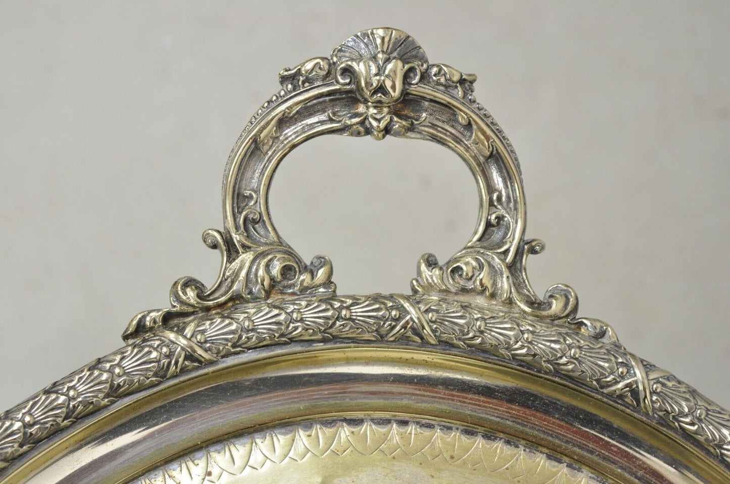 Antique English Victorian Oval Twin Handle Silver Plated Serving Platter Tray