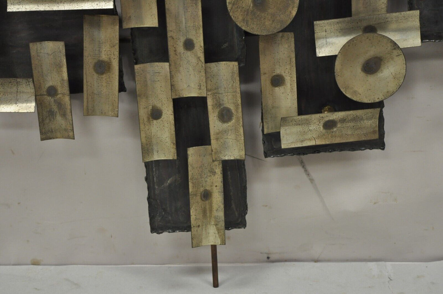 Mid Century Modern Brutalist Steel Metal 48" Wall Sculpture after Curtis Jere