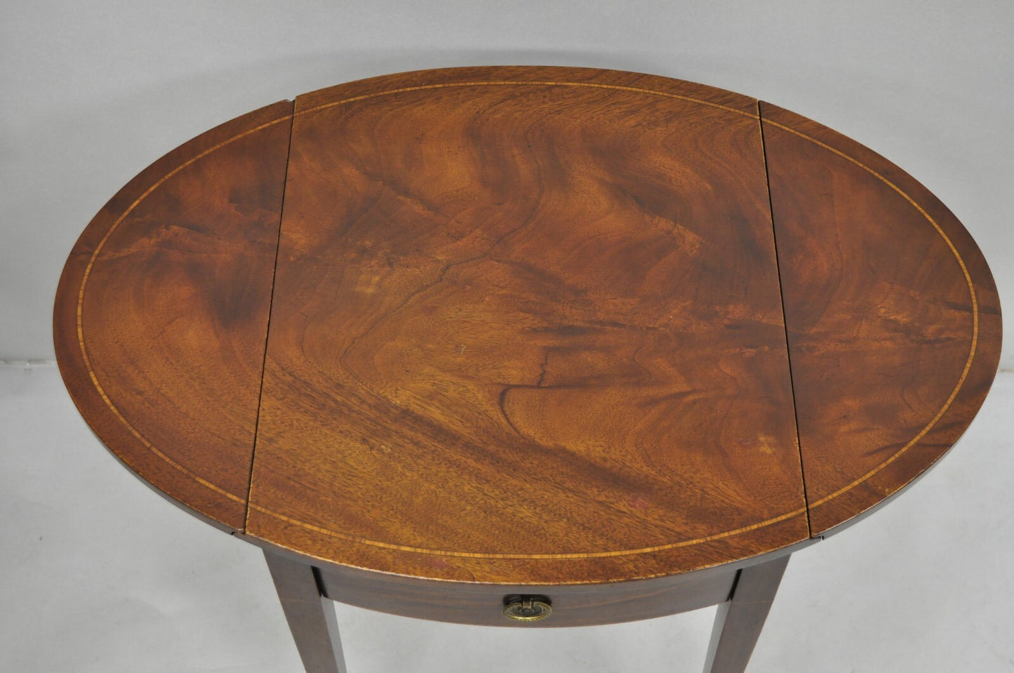 Vintage Beacon Hill Federal Small Mahogany Dropleaf Pembroke End Tables - a Pair