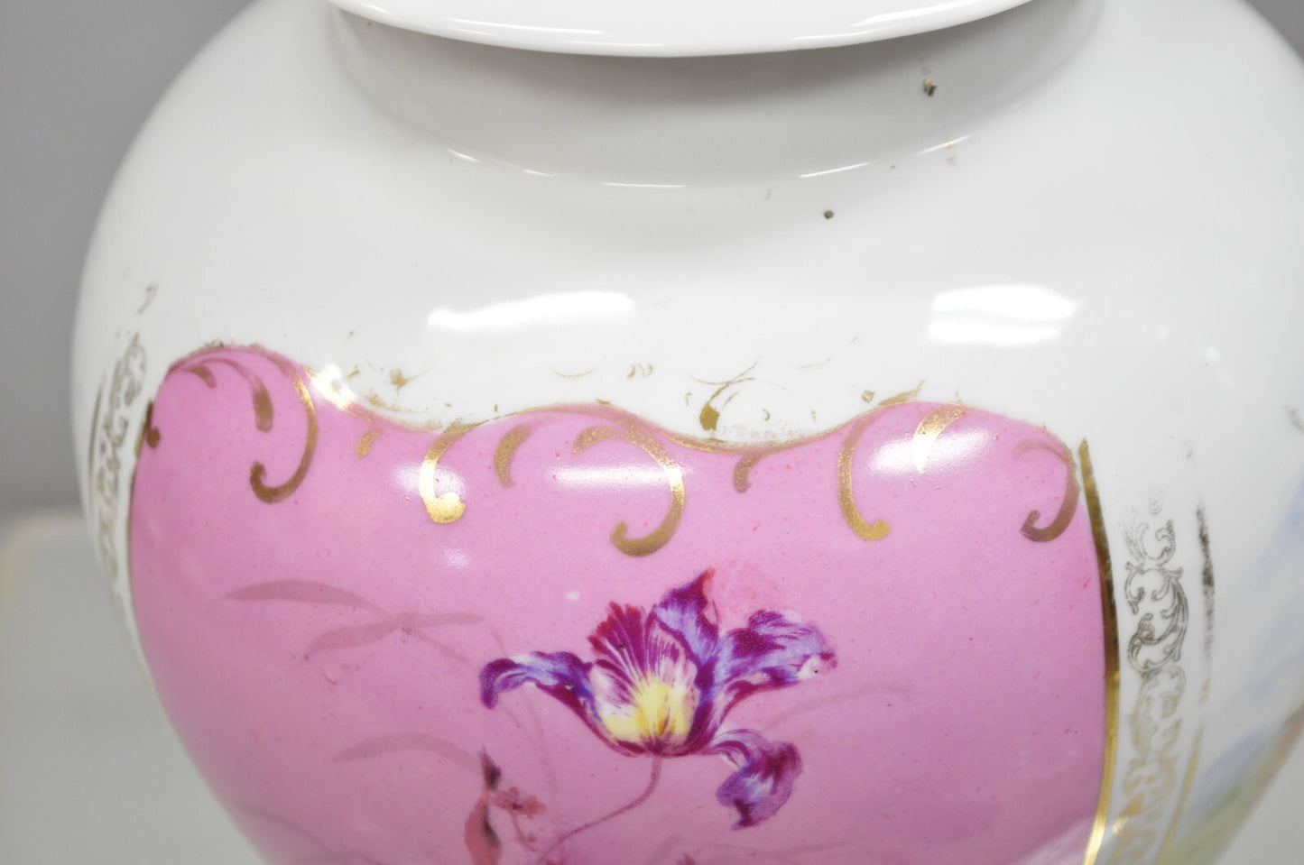 Antique Francois Boucher Victorian Pink Porcelain Lidded Urn or Covered Vase