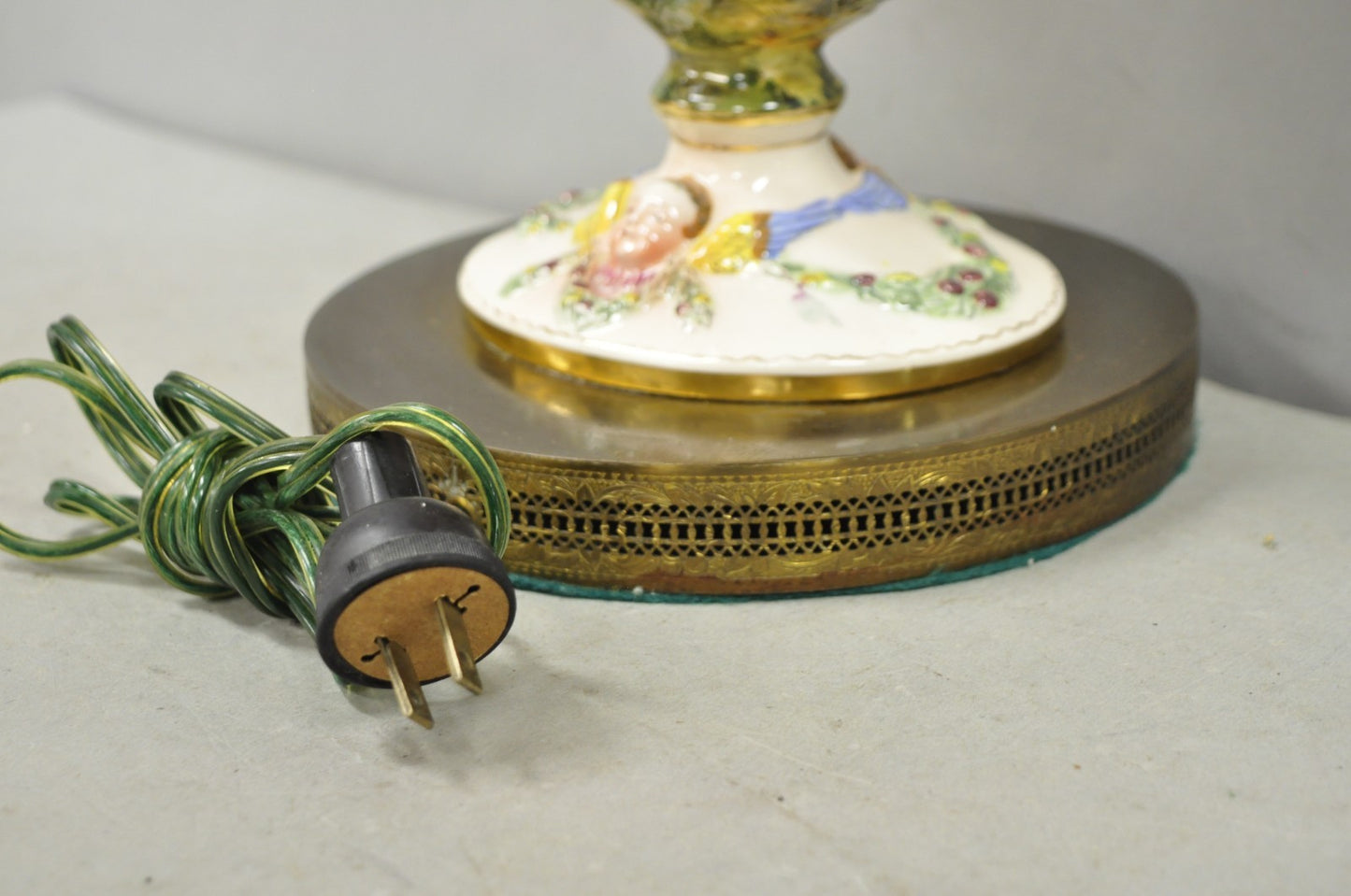 Vintage Italian Capodimonte Porcelain Figural Bacchanal Cherub Mermen Table Lamp
