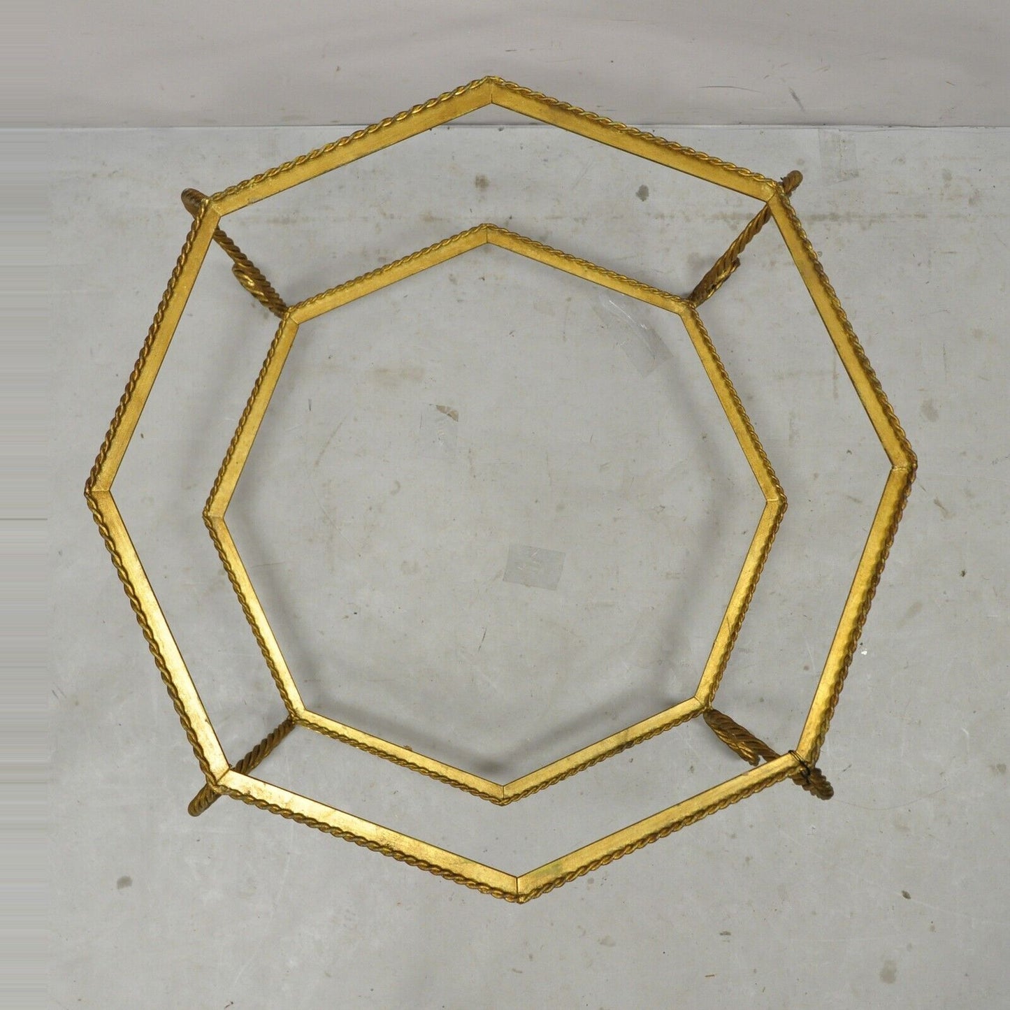 Vintage Italian Hollywood Regency Gold Gilt Iron Rope Metal Coffee Table Base