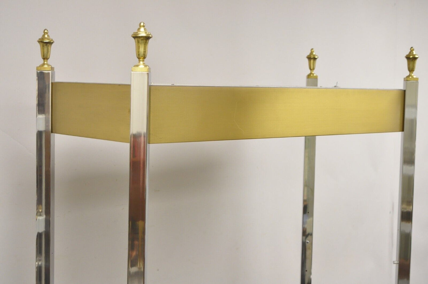 Vintage Illuminated Chrome and Brass Light Up Display Shelf Curio Etagere