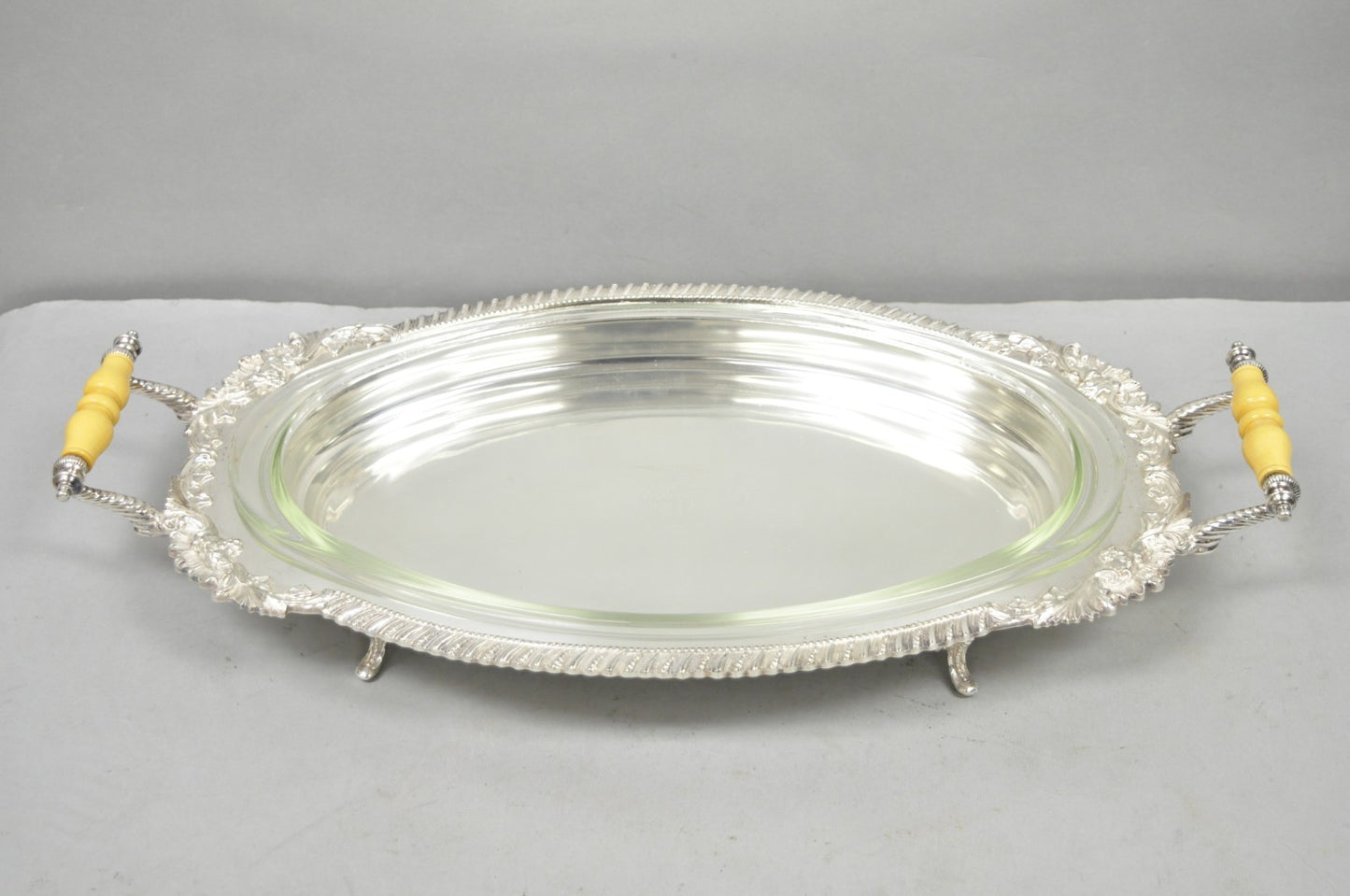 Antique Crown Silver Victorian Silver Plated Large Footed Serving Dish Platter