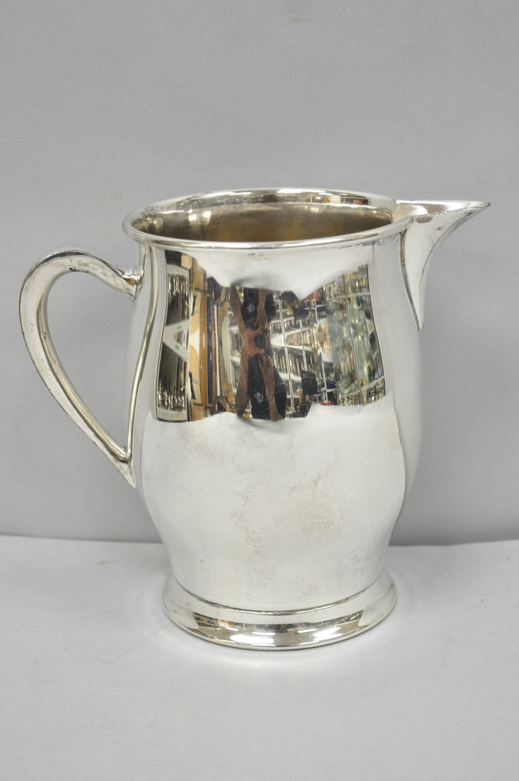 Vintage Silver Plated Copper Bulbous Lemonade Beverage Restaurant Water Pitcher