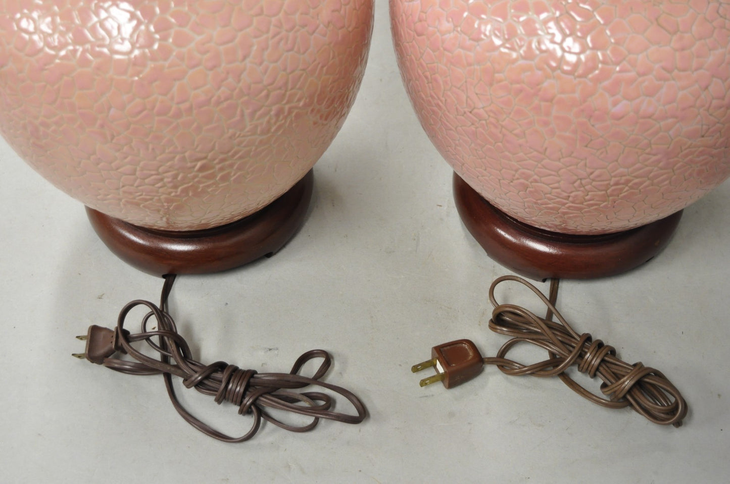 Vintage Chinoiserie Pink Porcelain Chinese Ginger Jar Table Lamps - a Pair