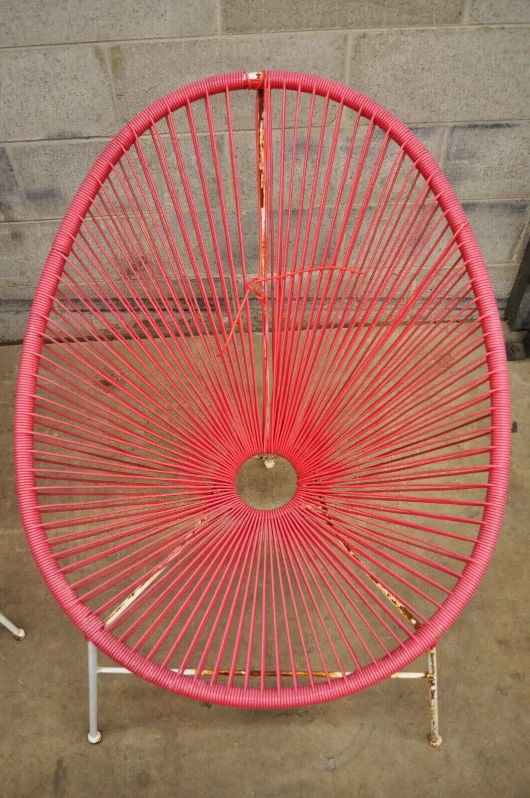 Vintage Mid Century Modern Vinyl Rope Hoop Wrought Iron Acapulco Chairs - a Pair