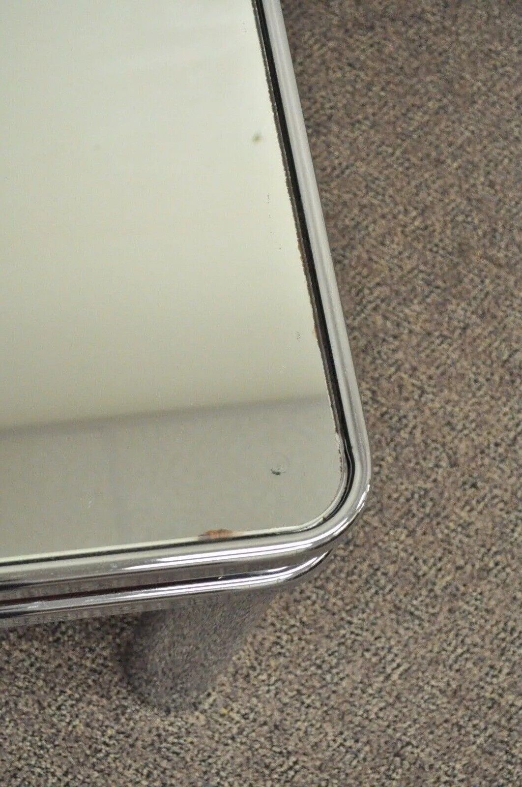 Mid Century Modern Baughman Style Tubular Chrome Glass Mirror Accent Side Table