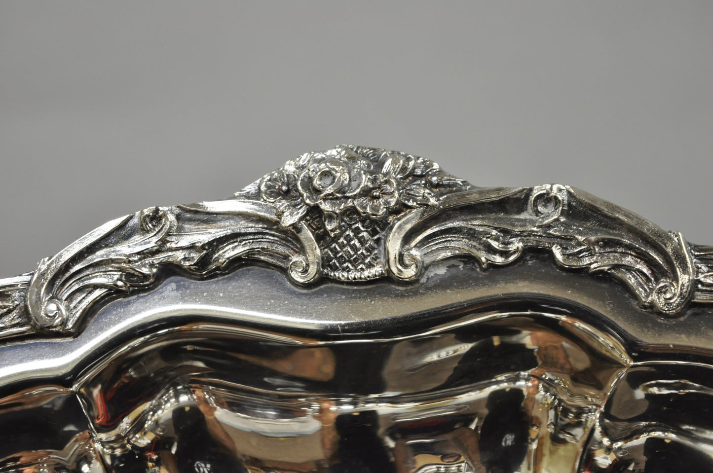 Vintage Victorian Silver Plated "Rose Basket" Round Shallow Serving Platter
