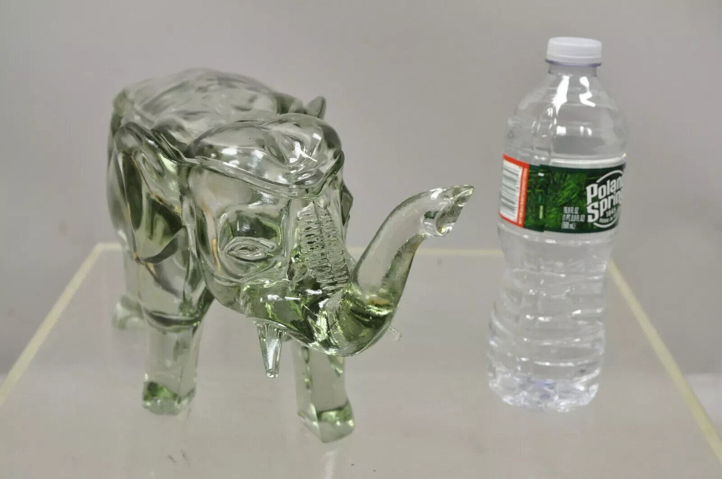Vintage Tiara Indiana Glass 15" Elephant Lidded Candy Trinket Dish in Box