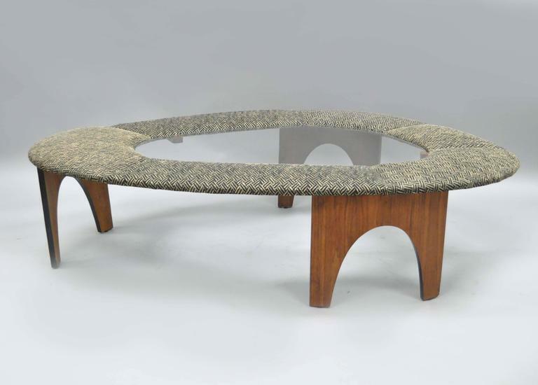 Henry P Glass Intimate Island Suite Walnut Upholstered Mid Century Coffee Table