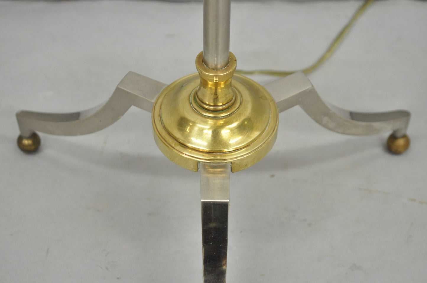 Vintage Maison Jansen Style Neoclassical Steel and Brass Adjustable Floor Lamp
