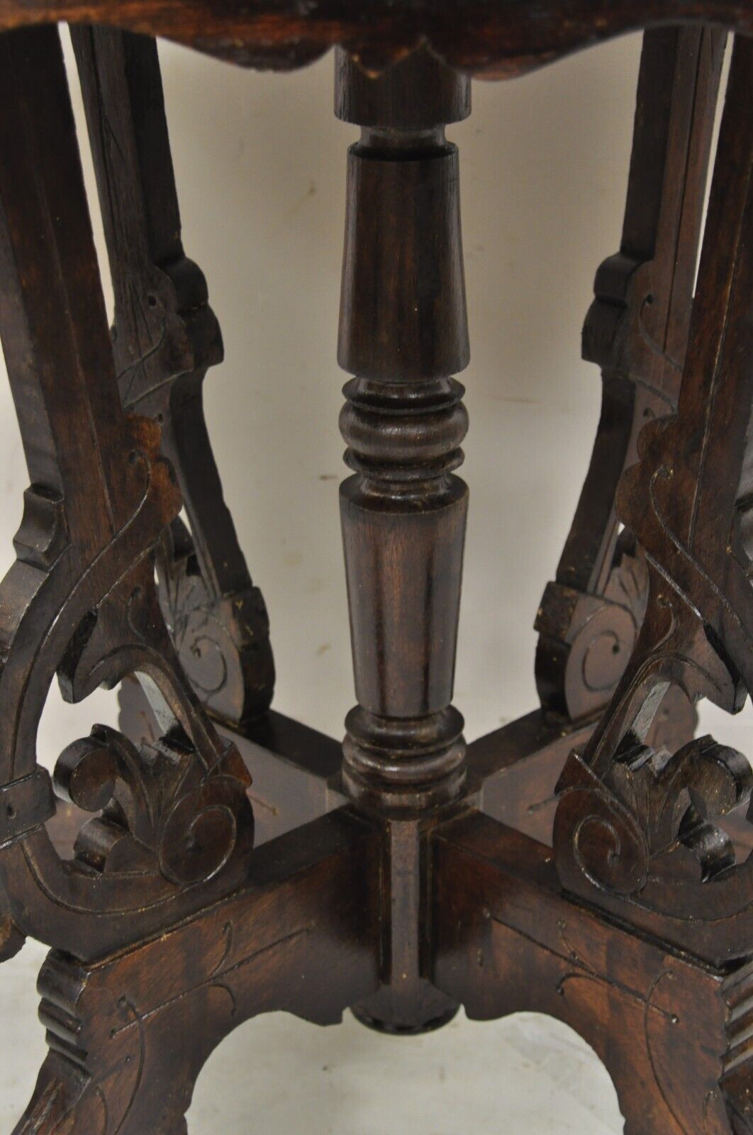 Antique Eastlake Victorian Marble Top Walnut Parlor Accent Side Table