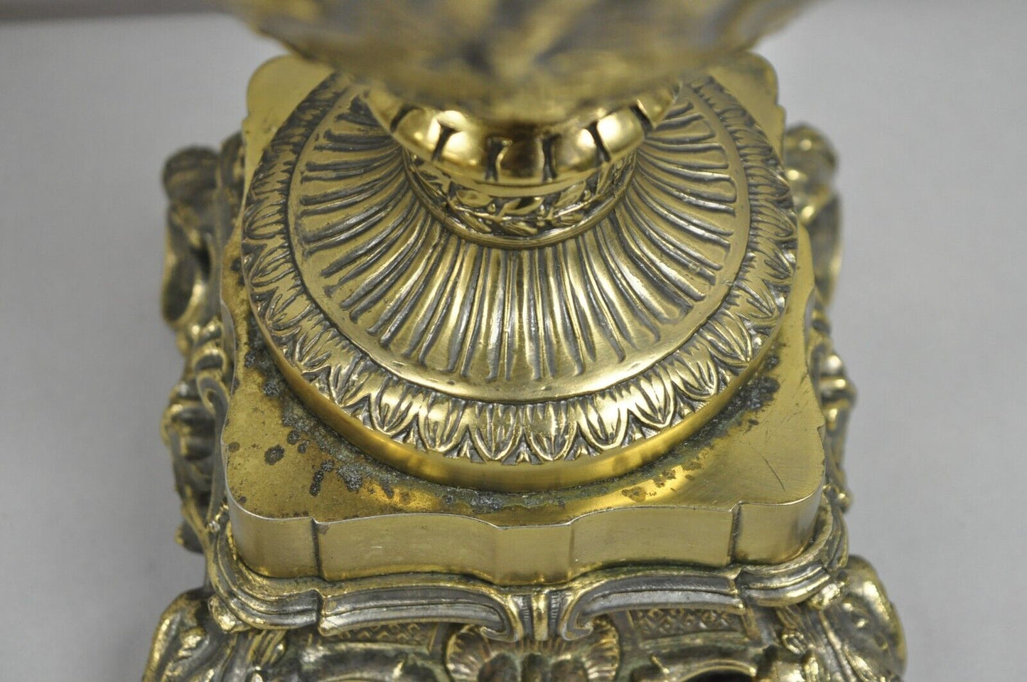 Vintage French Louis XV Renaissance Brass Figural Dancing Cherubs Urn Table Lamp