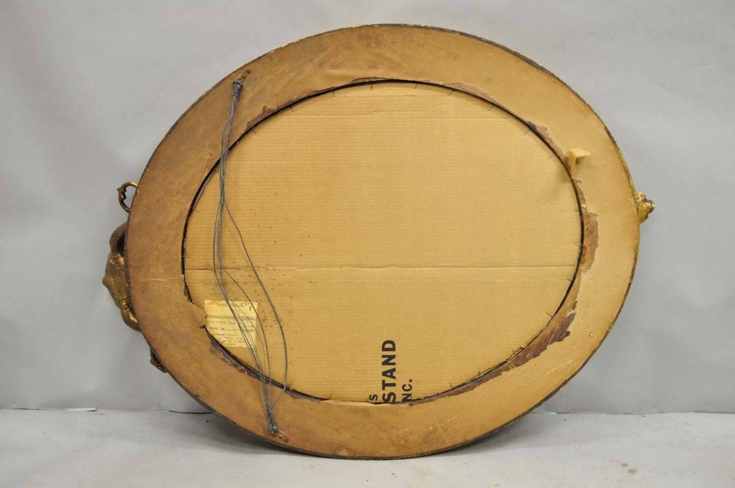 Antique French Victorian Gold Gilt Scroll Oval Beveled Glass Wall Mirror