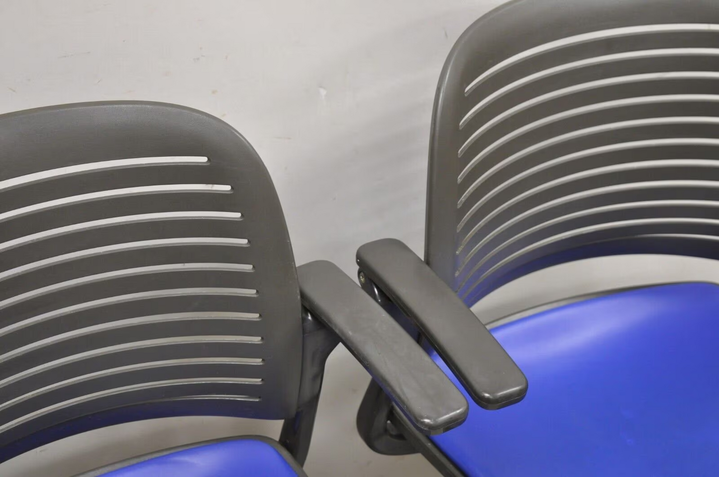 Steelcase 487 Cachet Swivel Office Desk Chair with Blue Seat - a Pair