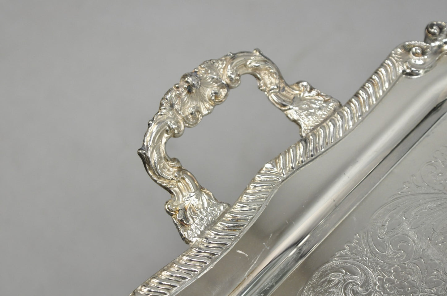 Vintage Sheridan Victorian Silver Plated Ornate Bar Serving Platter Tray