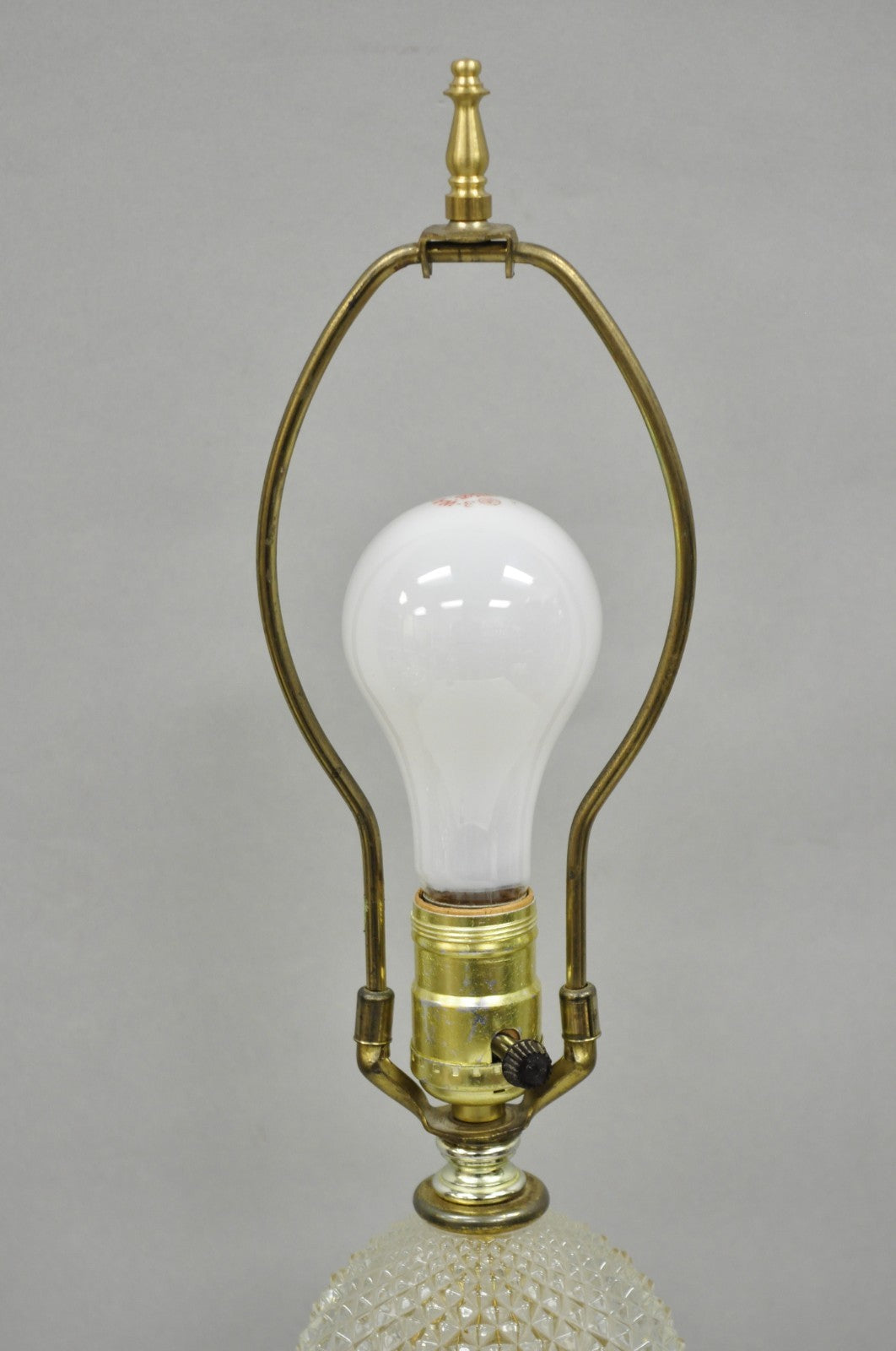 Vintage French Empire Neoclassical Style Crystal Glass Pineapple Table Lamp