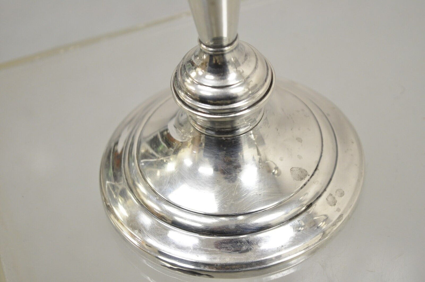 Gorham 808/1 Weighted Sterling Silver 3 Light Candlestick Candle - a Pair