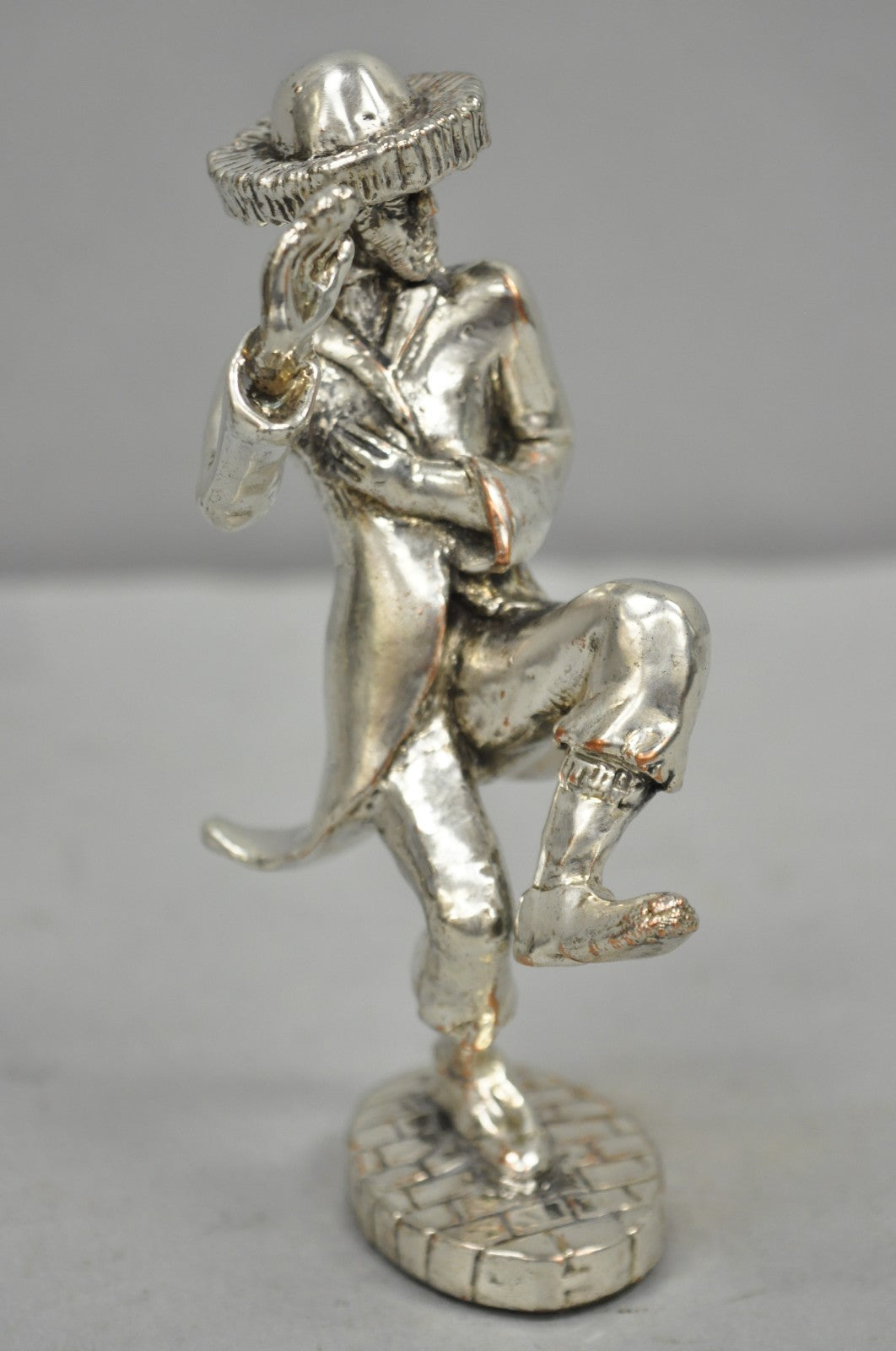 Vintage The Fiddler & Dancing Rabbi 925 Sterling Silver Over Copper Figures