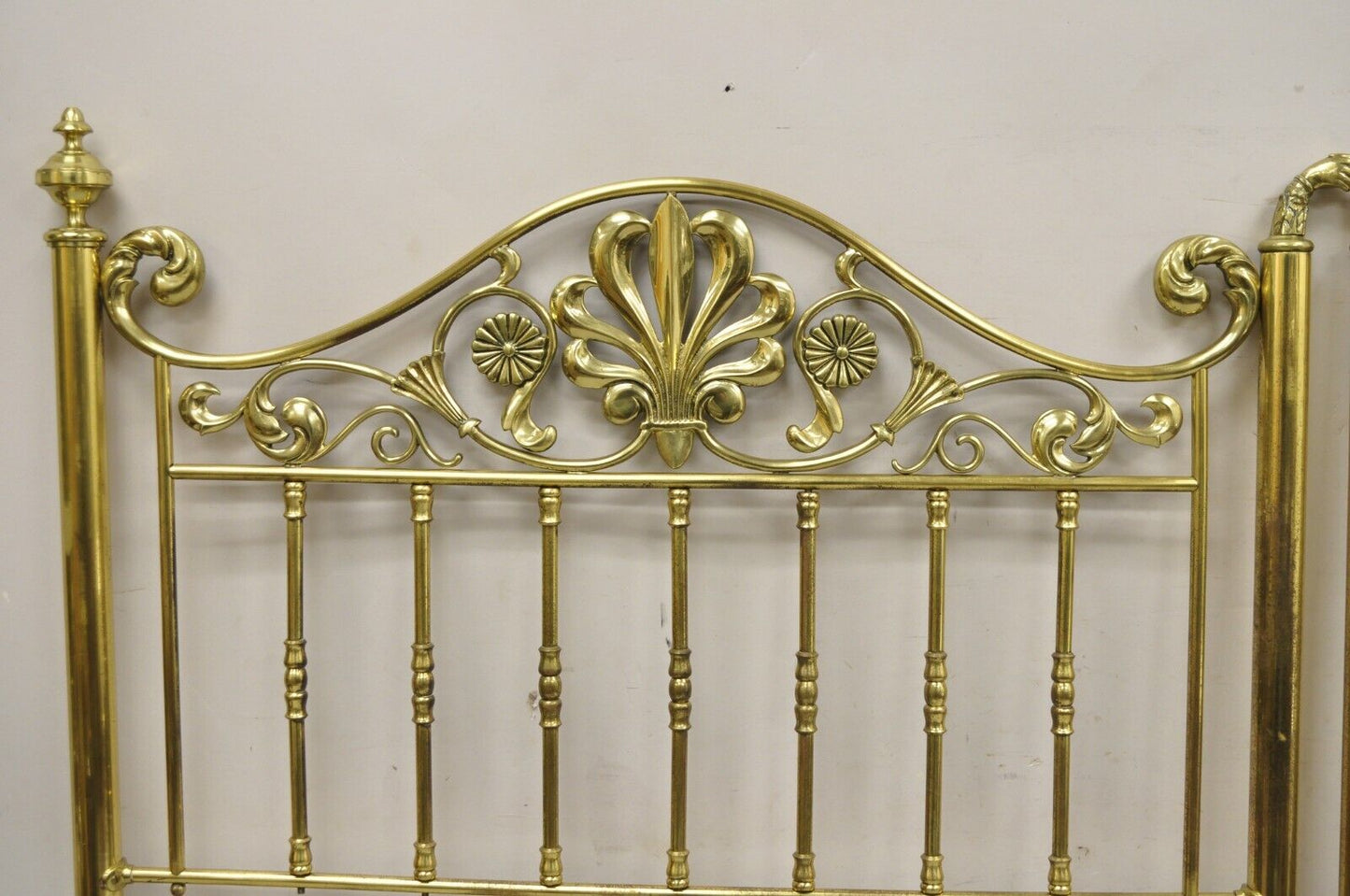 Vintage Victorian Style Brass Scrolling "Shaking Hands" King Size Bed Headboard