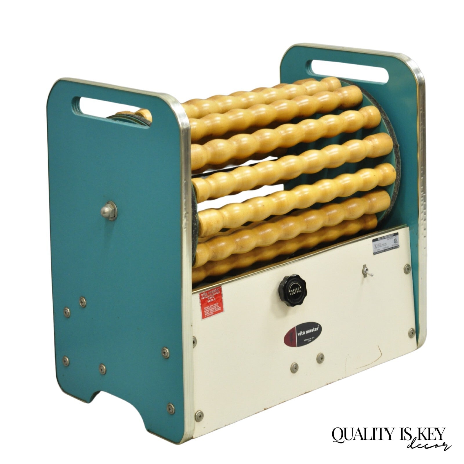 Vintage Vita Master Wood Roller Massager Model VMRL-3 Turquoise