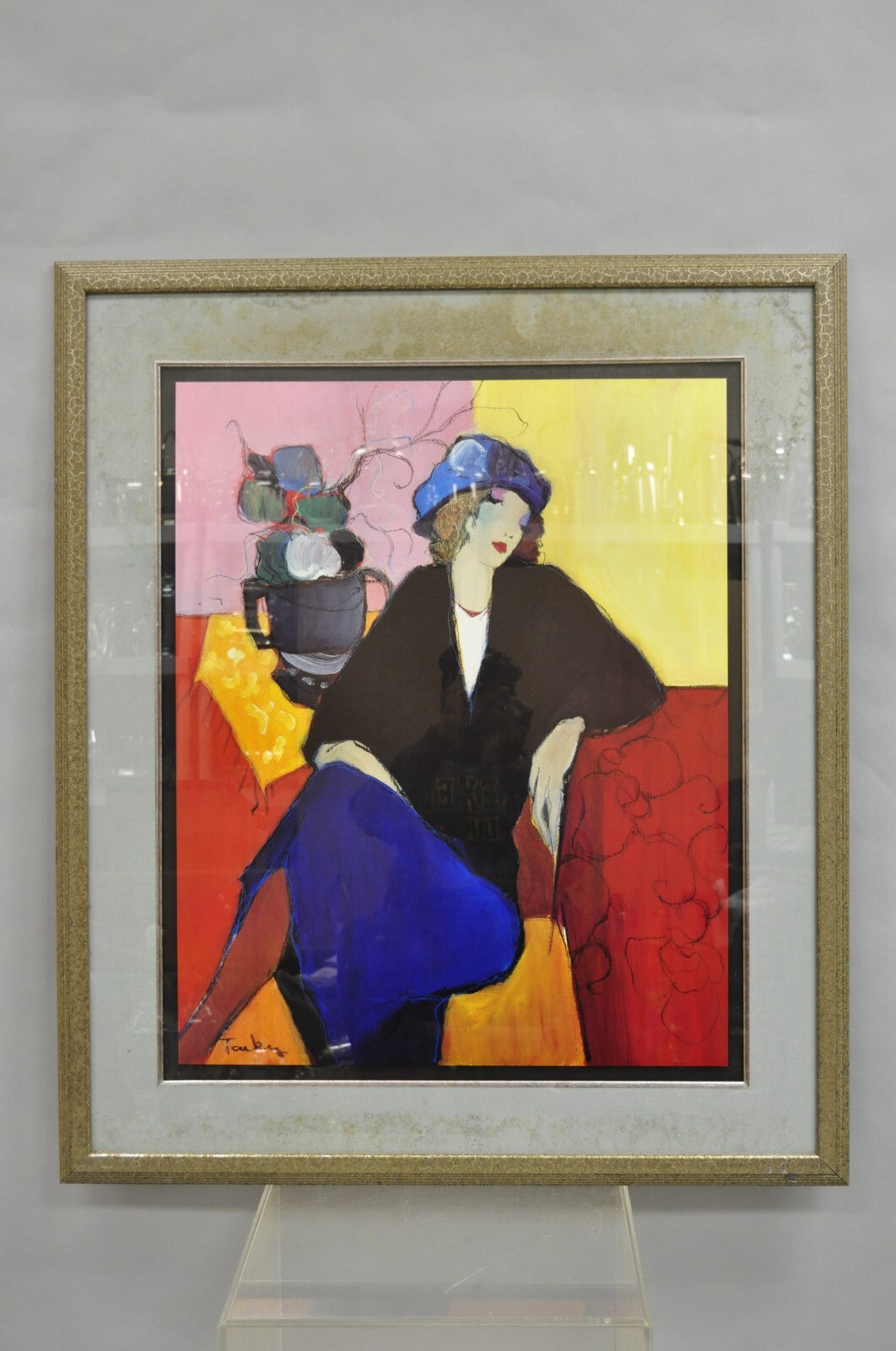 Vintage Itzchak Tarkay Givon Print "Suzanne" Framed Serigraph Print Poster