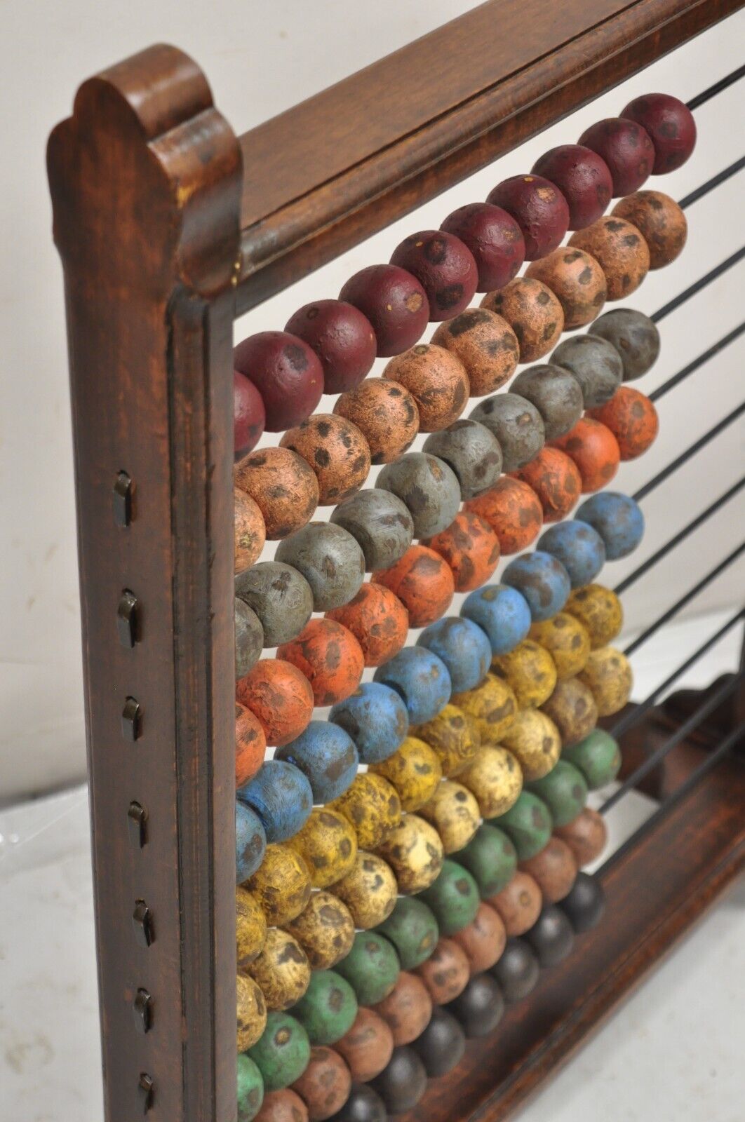 Large Vintage Mongolian Wooden Math Abacus with Painted Wooden Balls