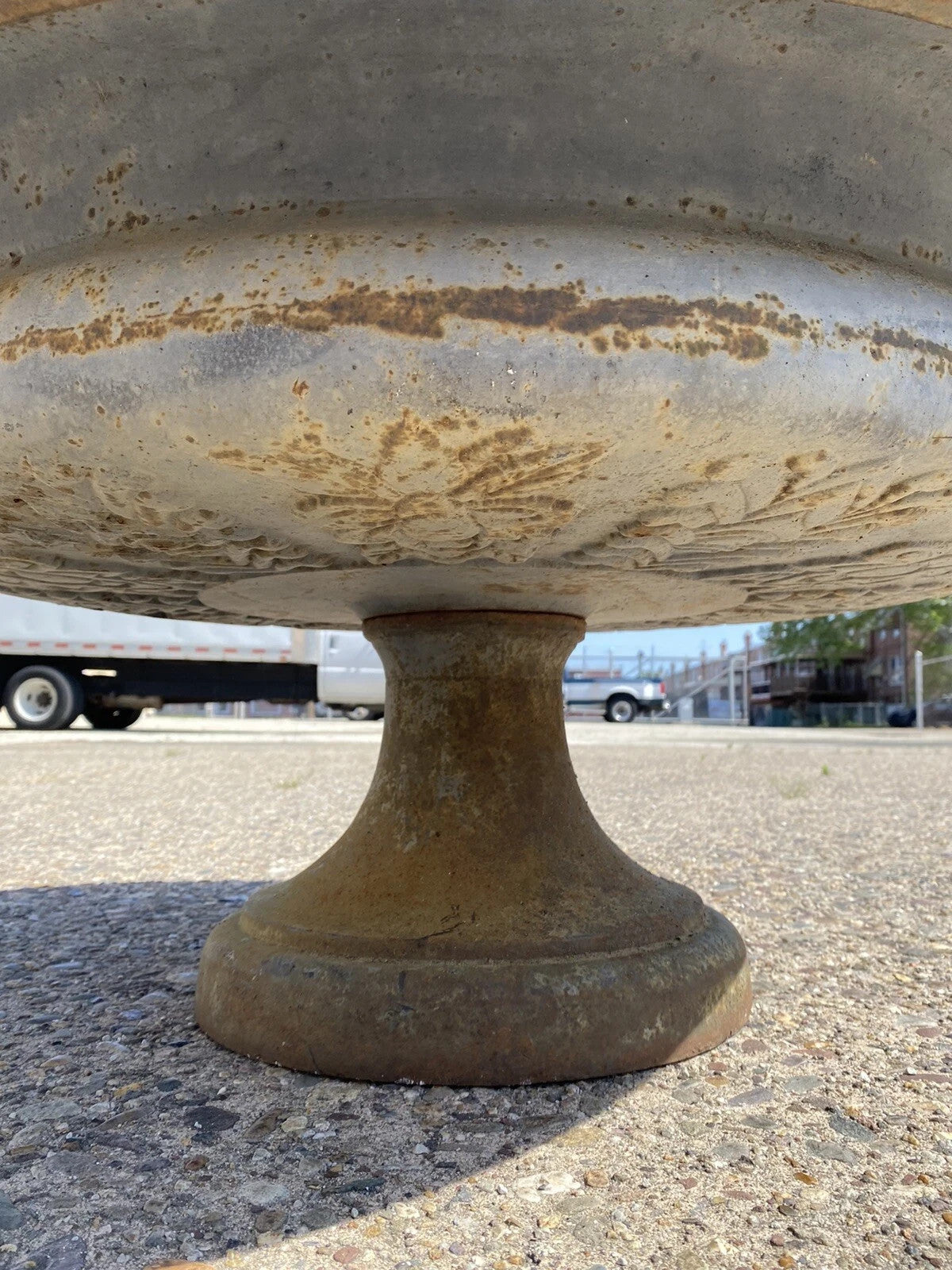 Vintage French Style Cast Iron Low and Wide 34" Round Outdoor Garden Planter