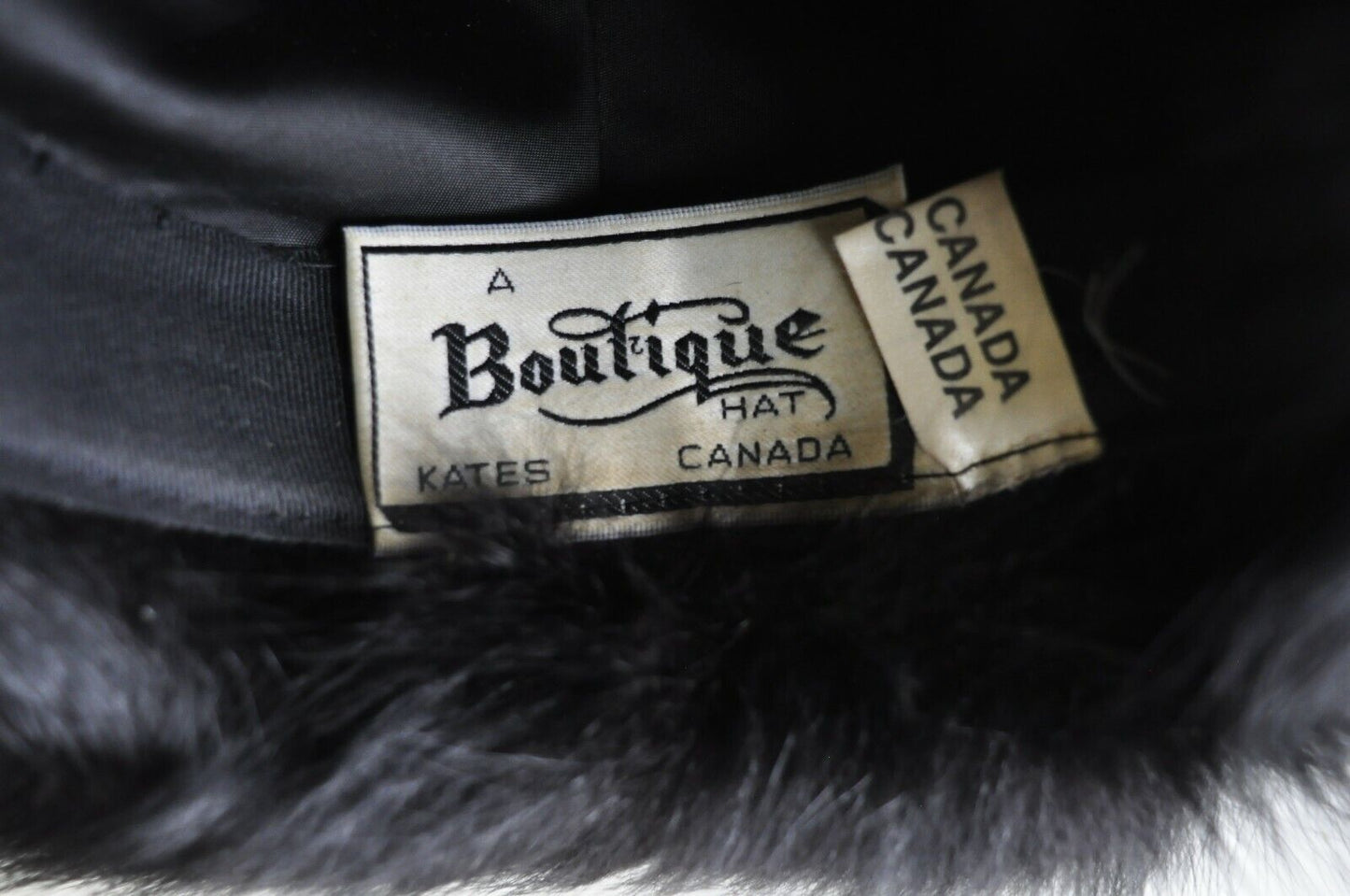 Vintage Boutique Kate's Canada Black Leather Snakeskin Mink Fur Church Derby Hat
