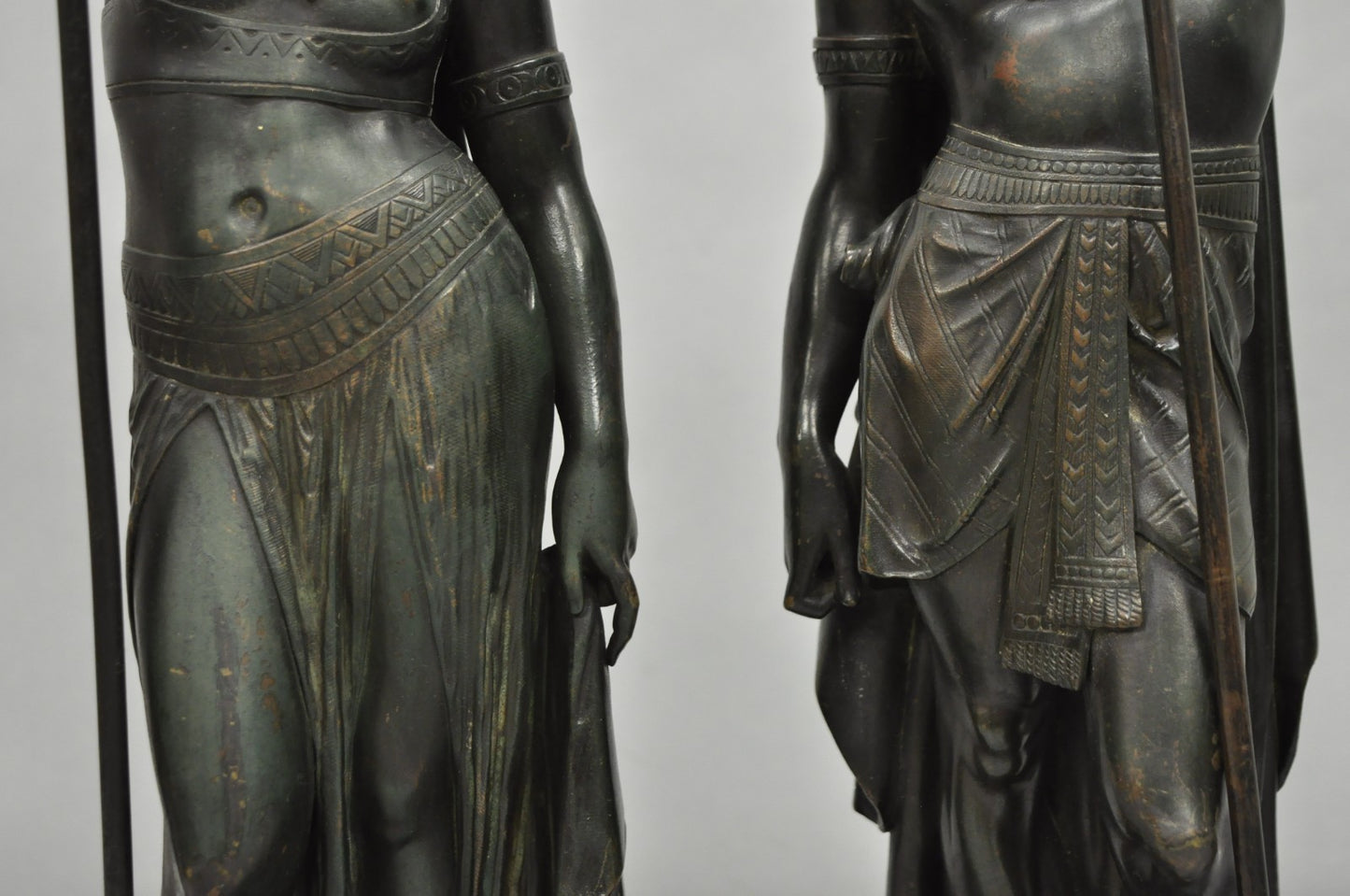 Egyptian Revival Bronze Priest & Priestess Figures after Émile Louis Picault