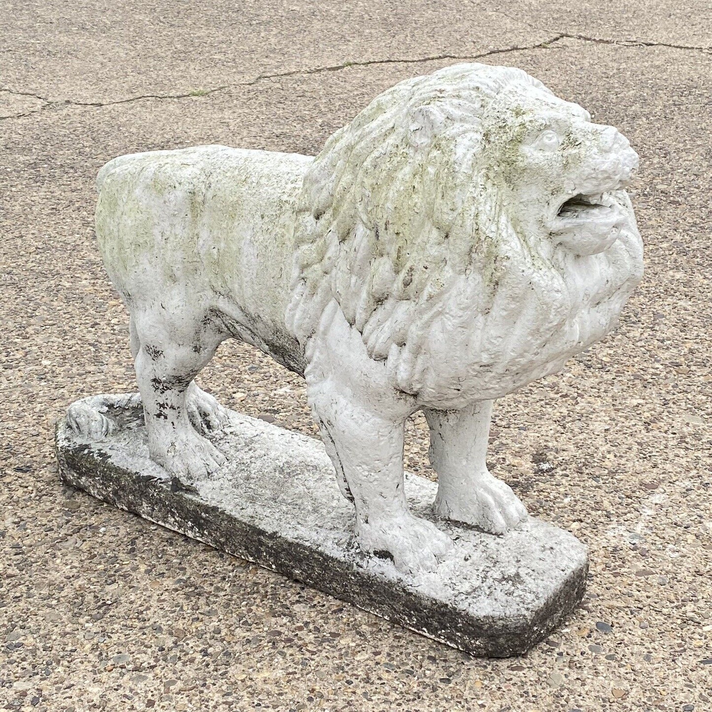 Large Vintage Classical Style Standing Lion Cement Guardian Garden Statue - Pair