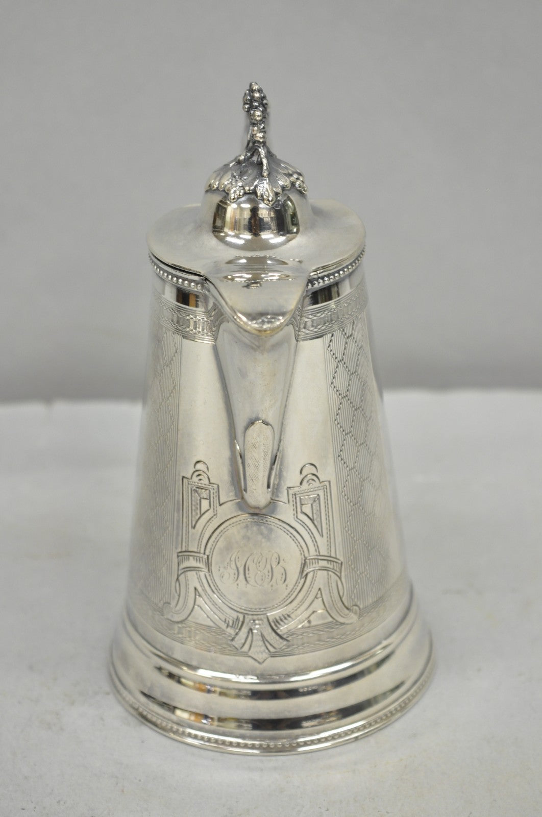 Antique English Victorian Silver Plated Small Coffee Pot Teapot Creamer Monogram
