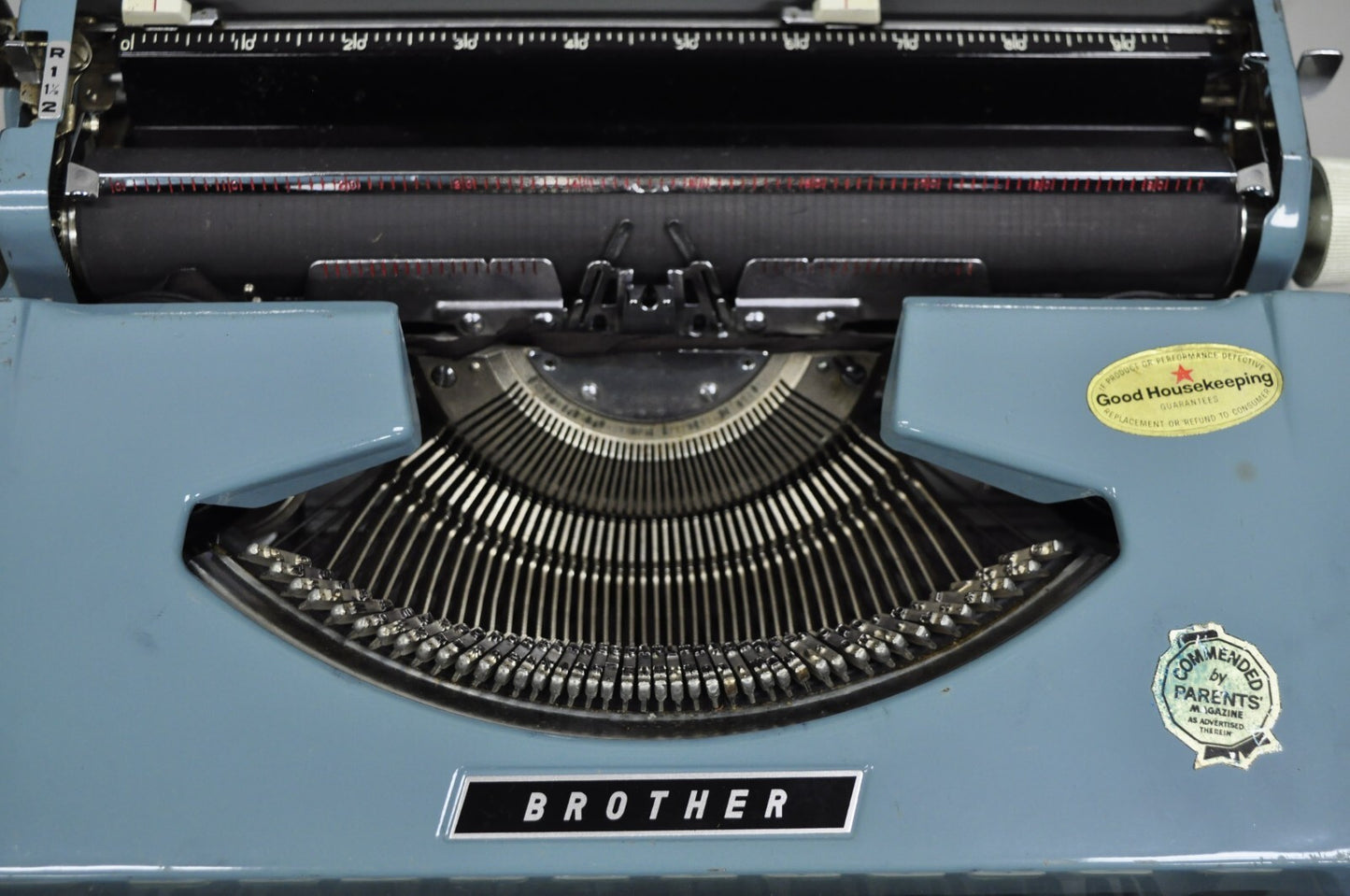 Vintage Brother Webster XL-747 Portable Typewriter Baby Blue with Metal Case