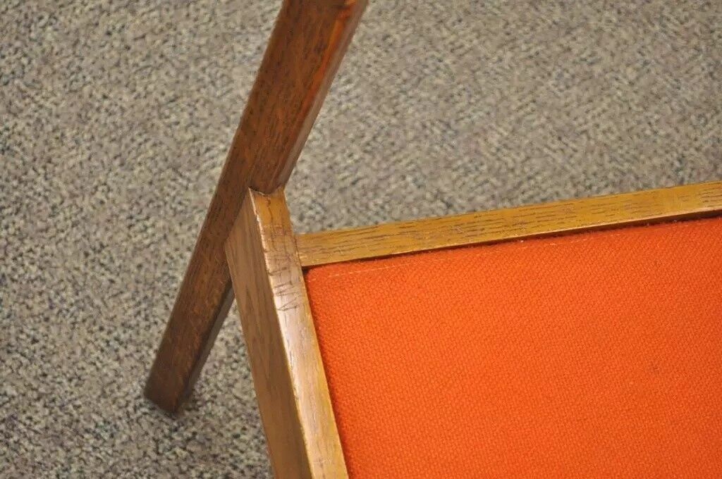 Vintage Kimball Mid Century Modern Oak Stacking Dining Arm Chairs - Set of 3