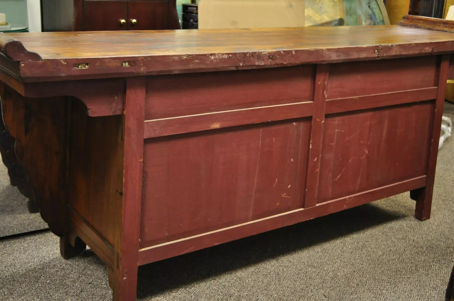 Antique Carved Hardwood Chinese Altar Console Table Sideboard Buffet Credenza