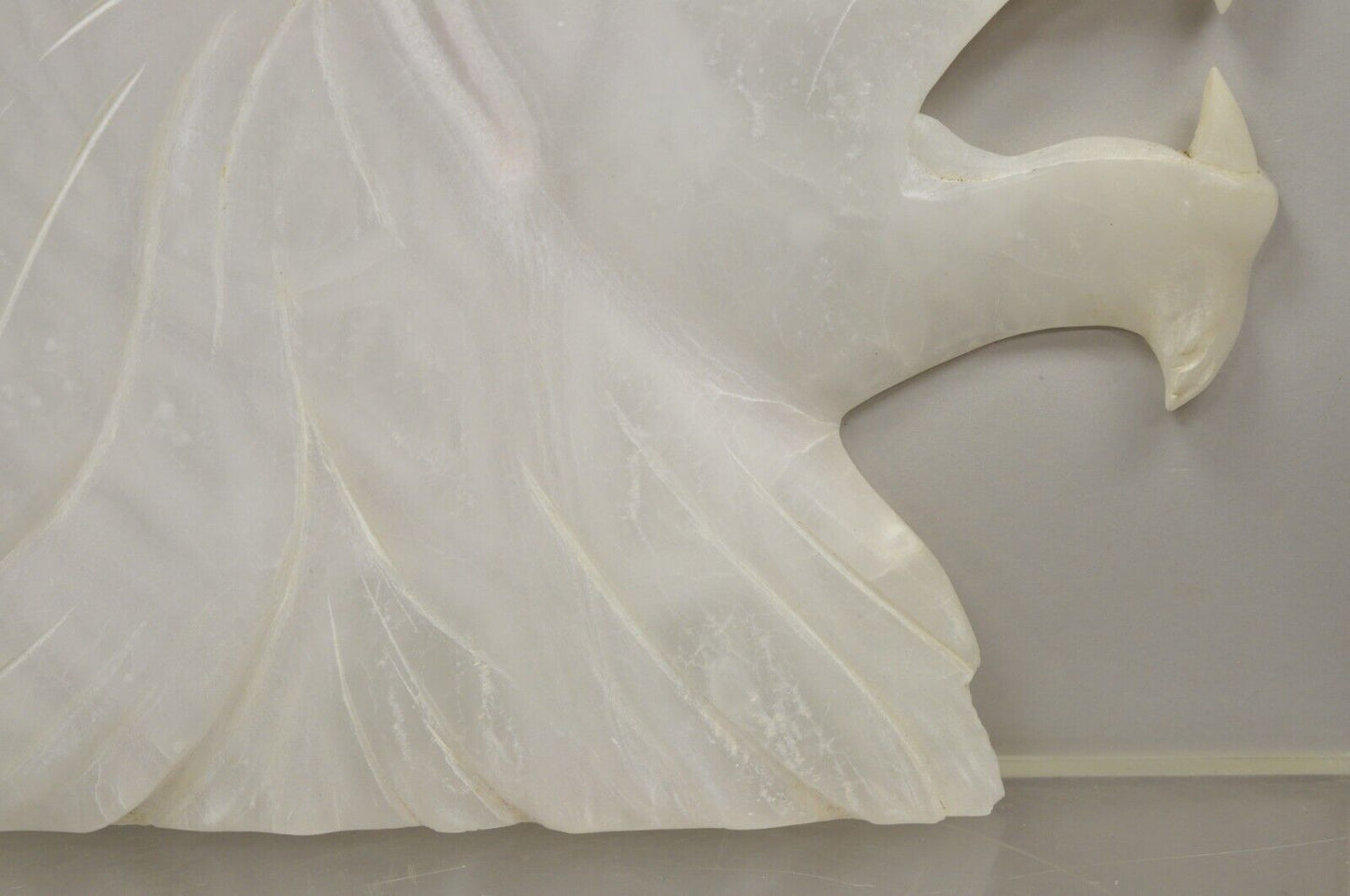 Vintage Italian Carved White Alabaster Lion Head Sculpture Statue Figure (B)