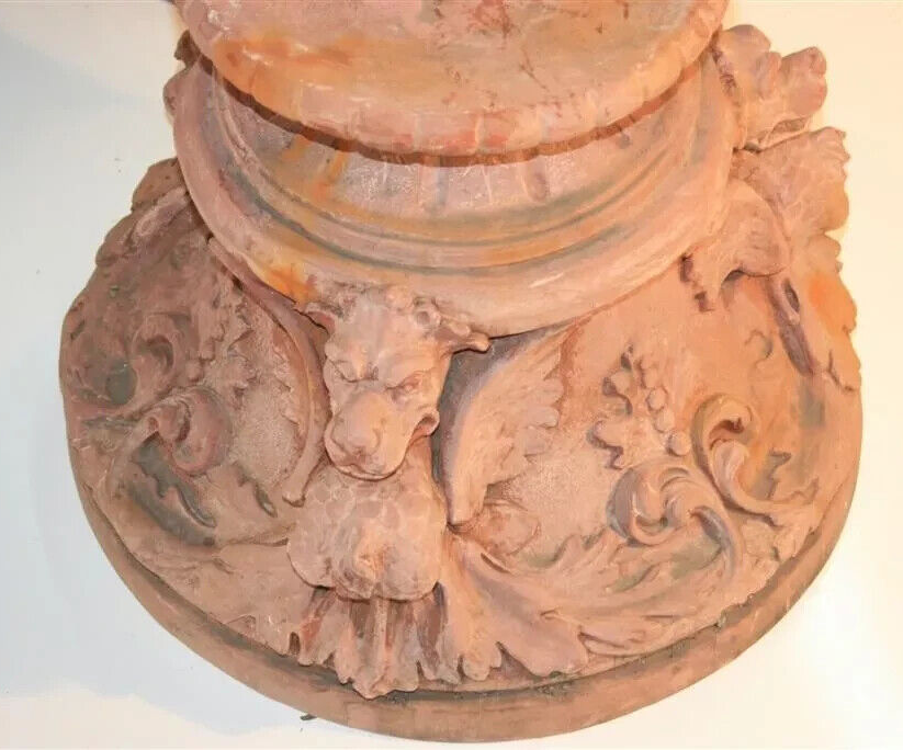 Vintage Italian Renaissance Wing Griffin Fiberglass Garden Pedestal Stands Pair