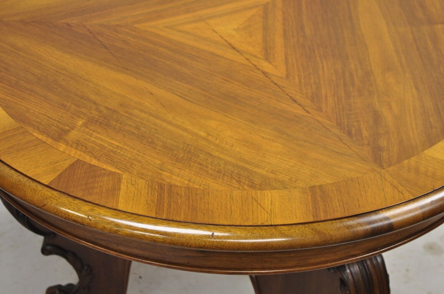 Antique German Renaissance Revival Carved Walnut Paw Feet Round Center Table