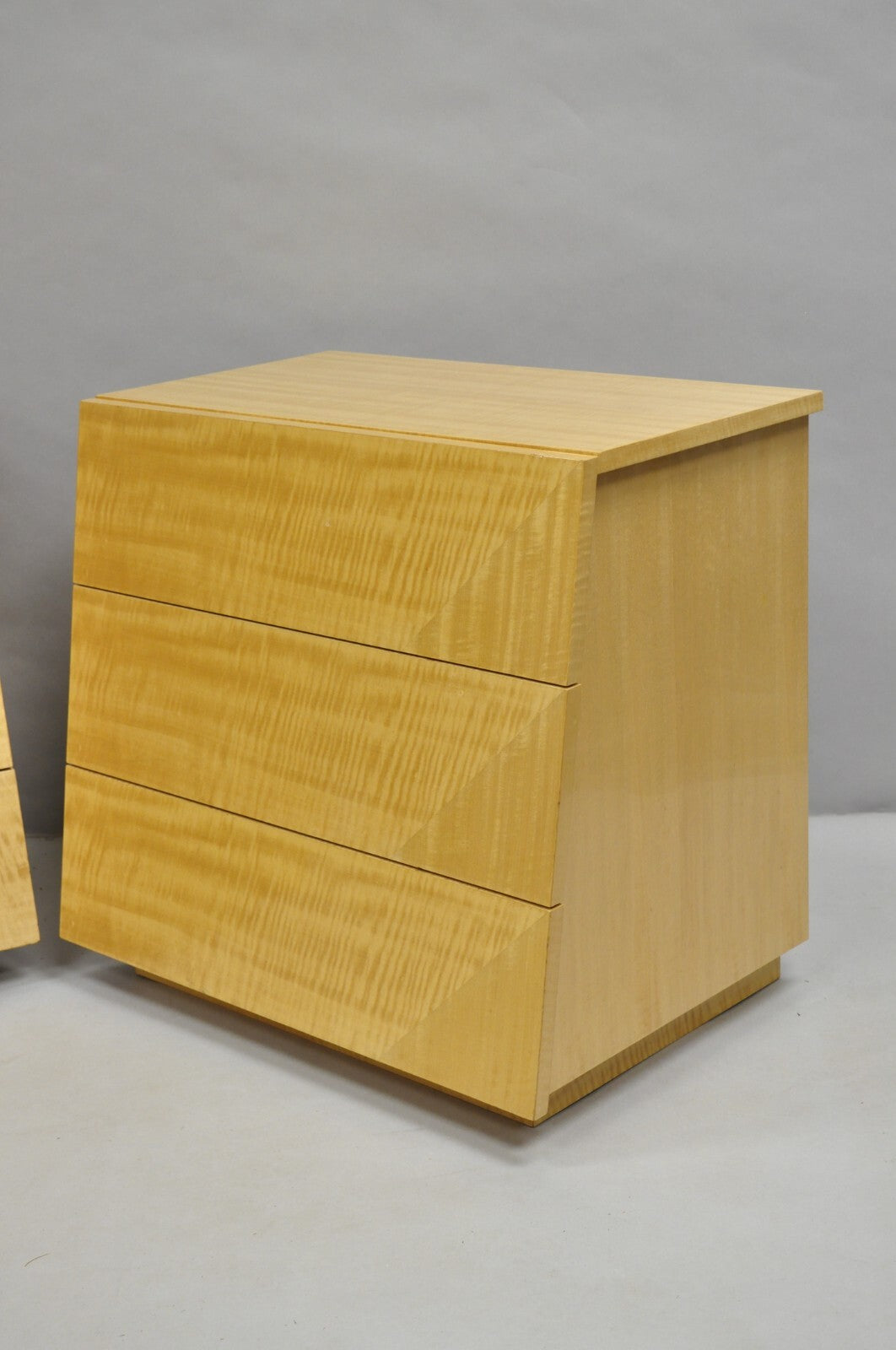 Italian Modern Lacquered Blonde Wood Nightstands by Giorgio Collection - a Pair
