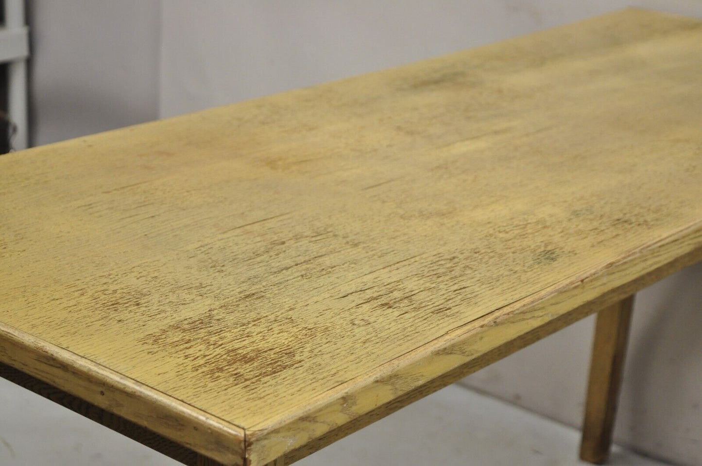 Vintage Mid Century Modern Bleached Mahogany Long Narrow Dining Potting Table
