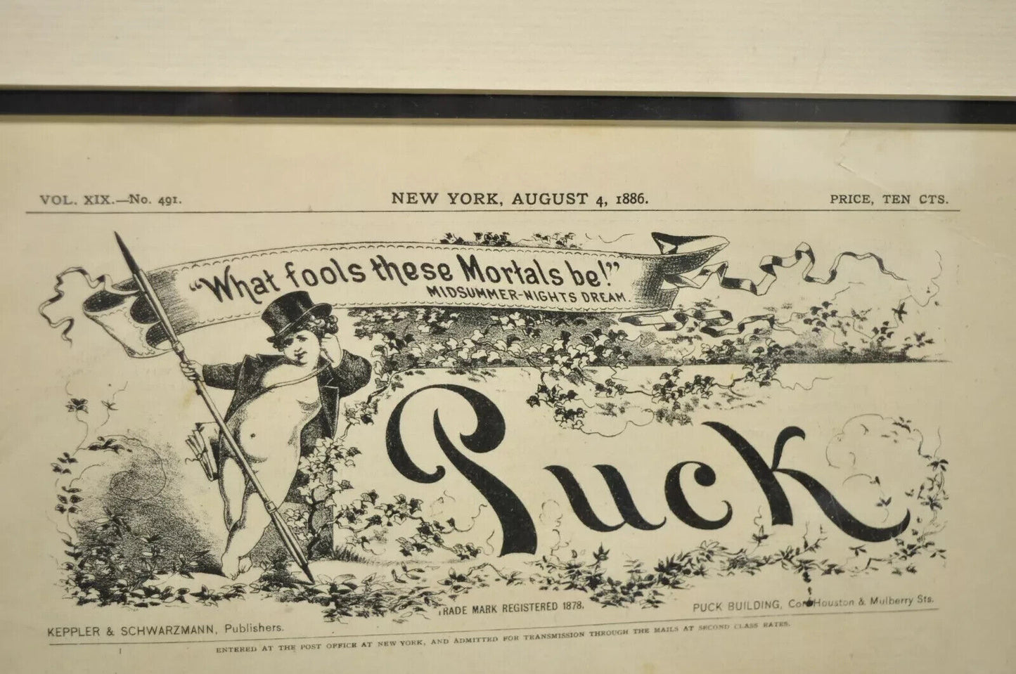 Puck Magazine Political Illustration Cartoon Lithograph Framed Art - Set of 7